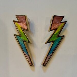 MIGNONNE GAVIGAN Lightning Bolt Thread Multicolor and Gold Earrings